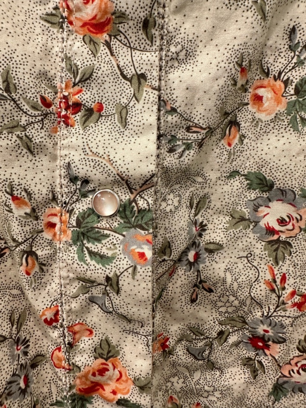 Vintage Lauren Ralph Lauren Floral Pearl Snap Midi Skirt Cotton Sz 10 Western - Picture 4 of 6